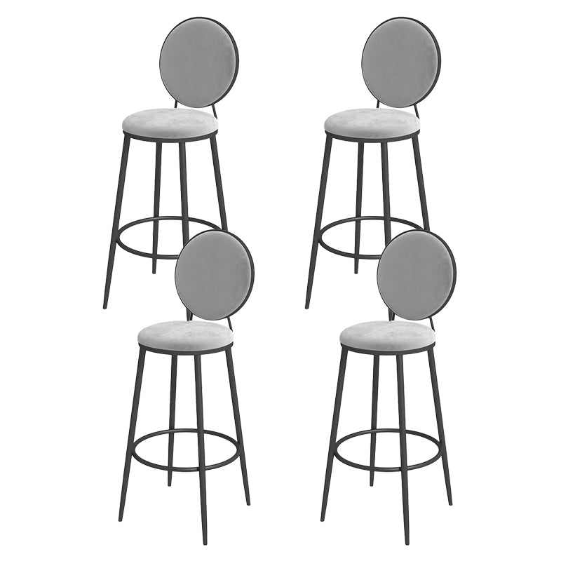 Nordic Low Back Bar Stool Round Counter Bar Stool with Metal Legs Grey Black 4 Piece Set Clearhalo 'Bar Furniture' 'Bar Stools' 'bar_stools' 'furn' 'furn_bar_stools' 'Furniture' 'furniture_bar_stools' 'Kitchen & Dining Furniture' 4758864