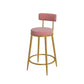 Nordic Low Back Bar Stool Round Counter Bar Stool with Metal Legs Light Pink Gold 1 Piece Clearhalo 'Bar Furniture' 'Bar Stools' 'bar_stools' 'furn' 'furn_bar_stools' 'Furniture' 'furniture_bar_stools' 'Kitchen & Dining Furniture' 4758865