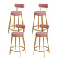 Nordic Low Back Bar Stool Round Counter Bar Stool with Metal Legs Light Pink Gold 4 Piece Set Clearhalo 'Bar Furniture' 'Bar Stools' 'bar_stools' 'furn' 'furn_bar_stools' 'Furniture' 'furniture_bar_stools' 'Kitchen & Dining Furniture' 4758867
