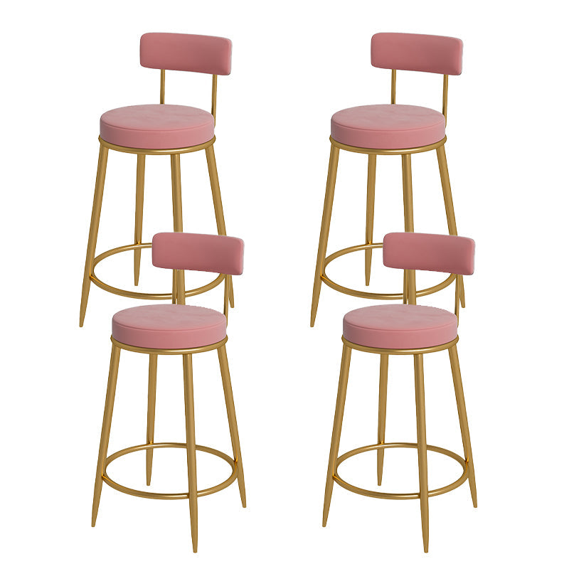 Nordic Low Back Bar Stool Round Counter Bar Stool with Metal Legs Light Pink Gold 4 Piece Set Clearhalo 'Bar Furniture' 'Bar Stools' 'bar_stools' 'furn' 'furn_bar_stools' 'Furniture' 'furniture_bar_stools' 'Kitchen & Dining Furniture' 4758867