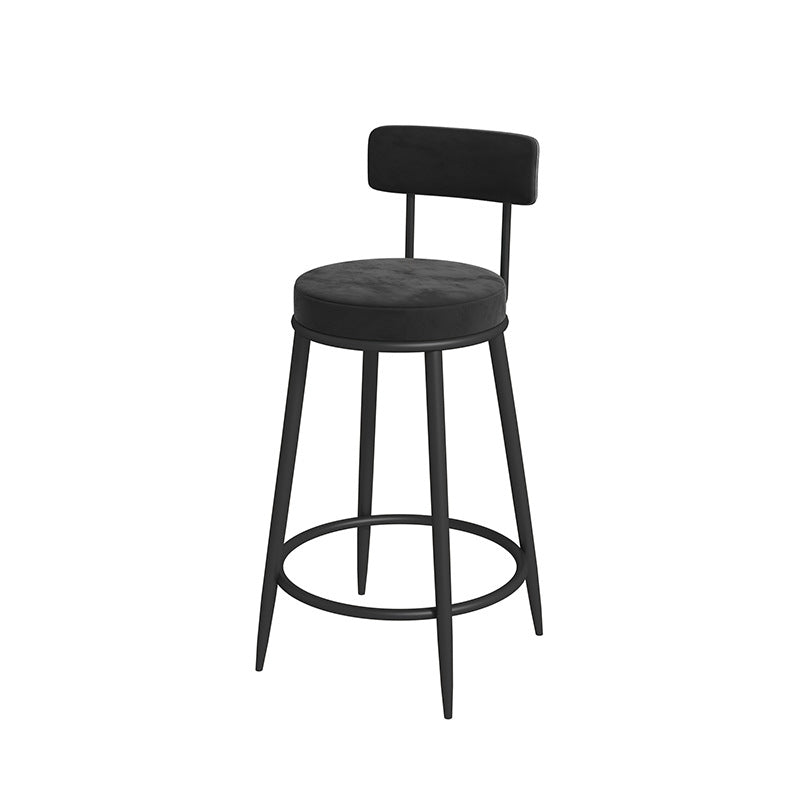 Nordic Low Back Bar Stool Round Counter Bar Stool with Metal Legs Matte Black Black 1 Piece Clearhalo 'Bar Furniture' 'Bar Stools' 'bar_stools' 'furn' 'furn_bar_stools' 'Furniture' 'furniture_bar_stools' 'Kitchen & Dining Furniture' 4758868