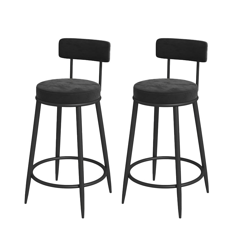Nordic Low Back Bar Stool Round Counter Bar Stool with Metal Legs Matte Black Black 2 Piece Set Clearhalo 'Bar Furniture' 'Bar Stools' 'bar_stools' 'furn' 'furn_bar_stools' 'Furniture' 'furniture_bar_stools' 'Kitchen & Dining Furniture' 4758869