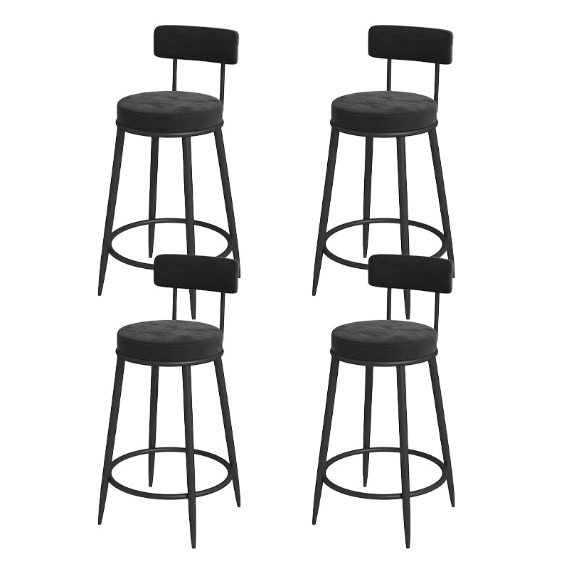 Nordic Low Back Bar Stool Round Counter Bar Stool with Metal Legs Matte Black Black 4 Piece Set Clearhalo 'Bar Furniture' 'Bar Stools' 'bar_stools' 'furn' 'furn_bar_stools' 'Furniture' 'furniture_bar_stools' 'Kitchen & Dining Furniture' 4758870