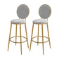 Nordic Low Back Bar Stool Round Counter Bar Stool with Metal Legs Grey Gold 2 Piece Set Clearhalo 'Bar Furniture' 'Bar Stools' 'bar_stools' 'furn' 'furn_bar_stools' 'Furniture' 'furniture_bar_stools' 'Kitchen & Dining Furniture' 4758872