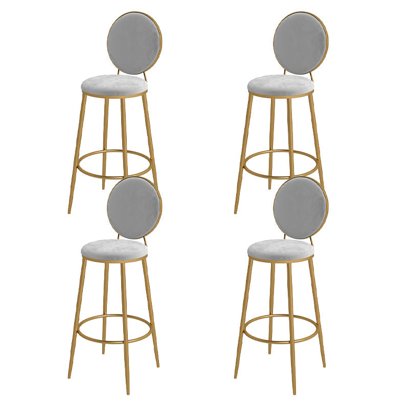 Nordic Low Back Bar Stool Round Counter Bar Stool with Metal Legs Grey Gold 4 Piece Set Clearhalo 'Bar Furniture' 'Bar Stools' 'bar_stools' 'furn' 'furn_bar_stools' 'Furniture' 'furniture_bar_stools' 'Kitchen & Dining Furniture' 4758873