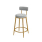 Nordic Low Back Bar Stool Round Counter Bar Stool with Metal Legs Light Gray Gold 1 Piece Clearhalo 'Bar Furniture' 'Bar Stools' 'bar_stools' 'furn' 'furn_bar_stools' 'Furniture' 'furniture_bar_stools' 'Kitchen & Dining Furniture' 4758874