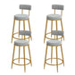 Nordic Low Back Bar Stool Round Counter Bar Stool with Metal Legs Light Gray Gold 4 Piece Set Clearhalo 'Bar Furniture' 'Bar Stools' 'bar_stools' 'furn' 'furn_bar_stools' 'Furniture' 'furniture_bar_stools' 'Kitchen & Dining Furniture' 4758876
