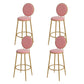 Nordic Low Back Bar Stool Round Counter Bar Stool with Metal Legs Pink Gold 4 Piece Set Clearhalo 'Bar Furniture' 'Bar Stools' 'bar_stools' 'furn' 'furn_bar_stools' 'Furniture' 'furniture_bar_stools' 'Kitchen & Dining Furniture' 4758879