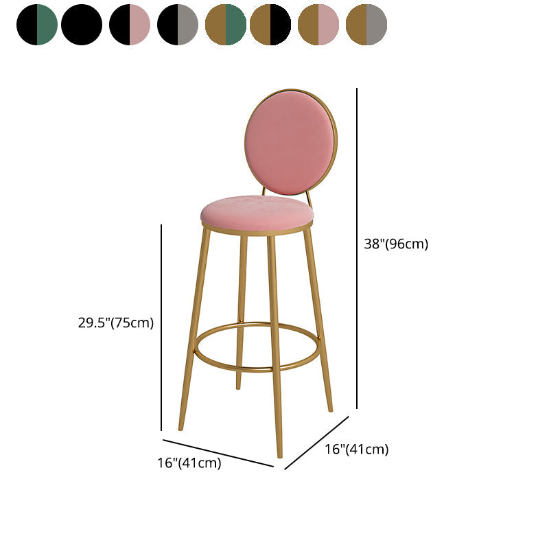 Nordic Low Back Bar Stool Round Counter Bar Stool with Metal Legs Clearhalo 'Bar Furniture' 'Bar Stools' 'bar_stools' 'furn' 'furn_bar_stools' 'Furniture' 'furniture_bar_stools' 'Kitchen & Dining Furniture' 4758880