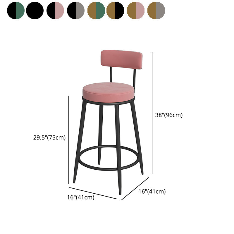Nordic Low Back Bar Stool Round Counter Bar Stool with Metal Legs Clearhalo 'Bar Furniture' 'Bar Stools' 'bar_stools' 'furn' 'furn_bar_stools' 'Furniture' 'furniture_bar_stools' 'Kitchen & Dining Furniture' 4758881