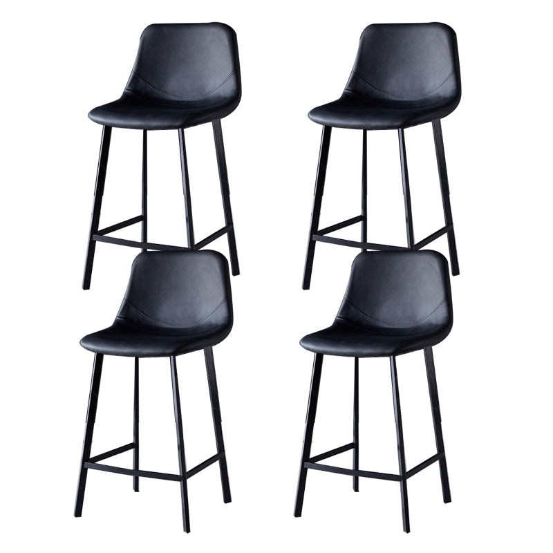 Scandinavian Restaurant Leather Stool Matte Finish Footrest Barstool Black 4 Piece Set Counter Stool(26"H) Clearhalo 'Bar Furniture' 'Bar Stools' 'bar_stools' 'furn' 'furn_bar_stools' 'Furniture' 'furniture_bar_stools' 'Kitchen & Dining Furniture' 4758969