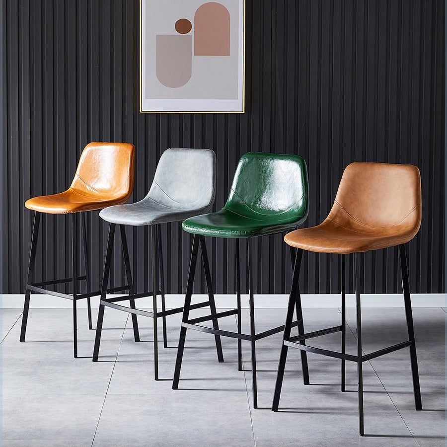 Scandinavian Restaurant Leather Stool Matte Finish Footrest Barstool Clearhalo 'Bar Furniture' 'Bar Stools' 'bar_stools' 'furn' 'furn_bar_stools' 'Furniture' 'furniture_bar_stools' 'Kitchen & Dining Furniture' 4758970