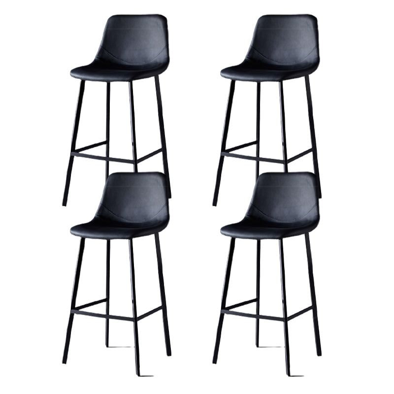 Scandinavian Restaurant Leather Stool Matte Finish Footrest Barstool Black 4 Piece Set Bar Stool(30"H) Clearhalo 'Bar Furniture' 'Bar Stools' 'bar_stools' 'furn' 'furn_bar_stools' 'Furniture' 'furniture_bar_stools' 'Kitchen & Dining Furniture' 4758971