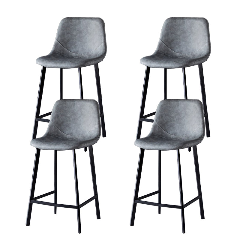 Scandinavian Restaurant Leather Stool Matte Finish Footrest Barstool Grey 4 Piece Set Counter Stool(26"H) Clearhalo 'Bar Furniture' 'Bar Stools' 'bar_stools' 'furn' 'furn_bar_stools' 'Furniture' 'furniture_bar_stools' 'Kitchen & Dining Furniture' 4758972