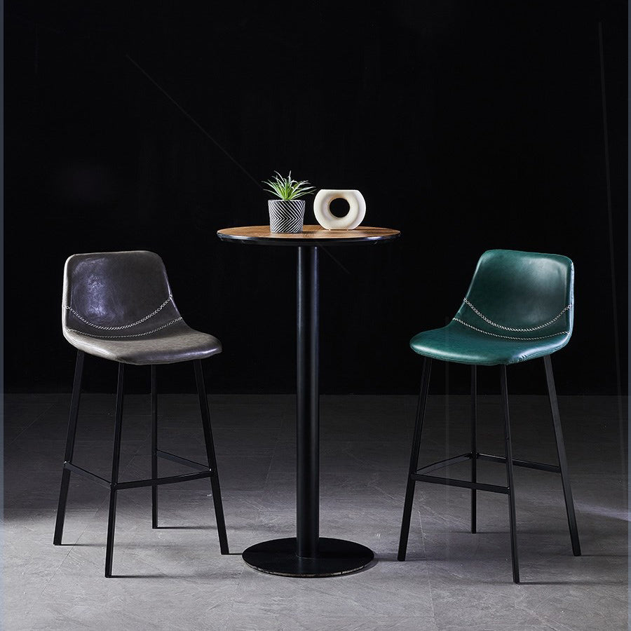Scandinavian Restaurant Leather Stool Matte Finish Footrest Barstool Clearhalo 'Bar Furniture' 'Bar Stools' 'bar_stools' 'furn' 'furn_bar_stools' 'Furniture' 'furniture_bar_stools' 'Kitchen & Dining Furniture' 4758973