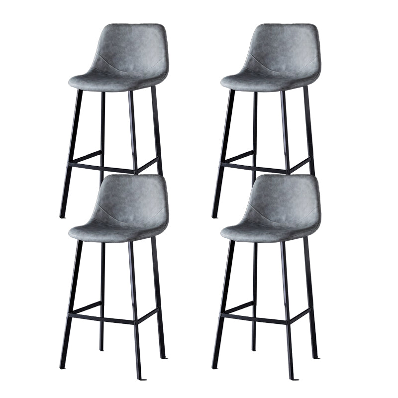 Scandinavian Restaurant Leather Stool Matte Finish Footrest Barstool Grey 4 Piece Set Bar Stool(30"H) Clearhalo 'Bar Furniture' 'Bar Stools' 'bar_stools' 'furn' 'furn_bar_stools' 'Furniture' 'furniture_bar_stools' 'Kitchen & Dining Furniture' 4758974