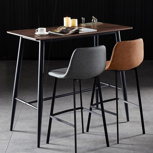 Scandinavian Restaurant Leather Stool Matte Finish Footrest Barstool Clearhalo 'Bar Furniture' 'Bar Stools' 'bar_stools' 'furn' 'furn_bar_stools' 'Furniture' 'furniture_bar_stools' 'Kitchen & Dining Furniture' 4758975