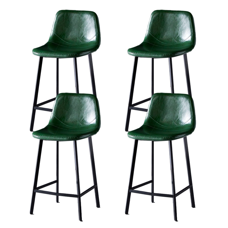 Scandinavian Restaurant Leather Stool Matte Finish Footrest Barstool Green 4 Piece Set Counter Stool(26"H) Clearhalo 'Bar Furniture' 'Bar Stools' 'bar_stools' 'furn' 'furn_bar_stools' 'Furniture' 'furniture_bar_stools' 'Kitchen & Dining Furniture' 4758976