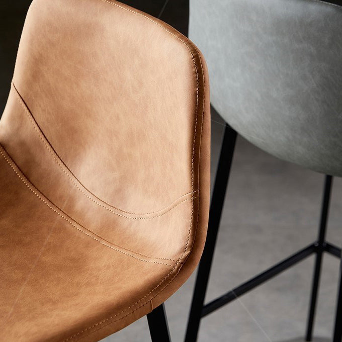 Scandinavian Restaurant Leather Stool Matte Finish Footrest Barstool Clearhalo 'Bar Furniture' 'Bar Stools' 'bar_stools' 'furn' 'furn_bar_stools' 'Furniture' 'furniture_bar_stools' 'Kitchen & Dining Furniture' 4758981