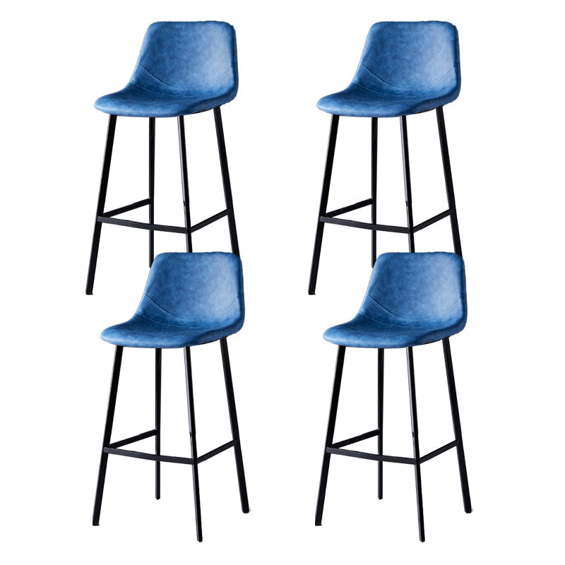 Scandinavian Restaurant Leather Stool Matte Finish Footrest Barstool Blue 4 Piece Set Bar Stool(30"H) Clearhalo 'Bar Furniture' 'Bar Stools' 'bar_stools' 'furn' 'furn_bar_stools' 'Furniture' 'furniture_bar_stools' 'Kitchen & Dining Furniture' 4758982