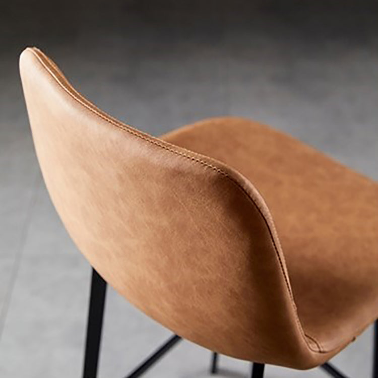 Scandinavian Restaurant Leather Stool Matte Finish Footrest Barstool Clearhalo 'Bar Furniture' 'Bar Stools' 'bar_stools' 'furn' 'furn_bar_stools' 'Furniture' 'furniture_bar_stools' 'Kitchen & Dining Furniture' 4758983