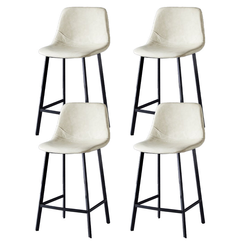 Scandinavian Restaurant Leather Stool Matte Finish Footrest Barstool Off-White 4 Piece Set Counter Stool(26"H) Clearhalo 'Bar Furniture' 'Bar Stools' 'bar_stools' 'furn' 'furn_bar_stools' 'Furniture' 'furniture_bar_stools' 'Kitchen & Dining Furniture' 4758988