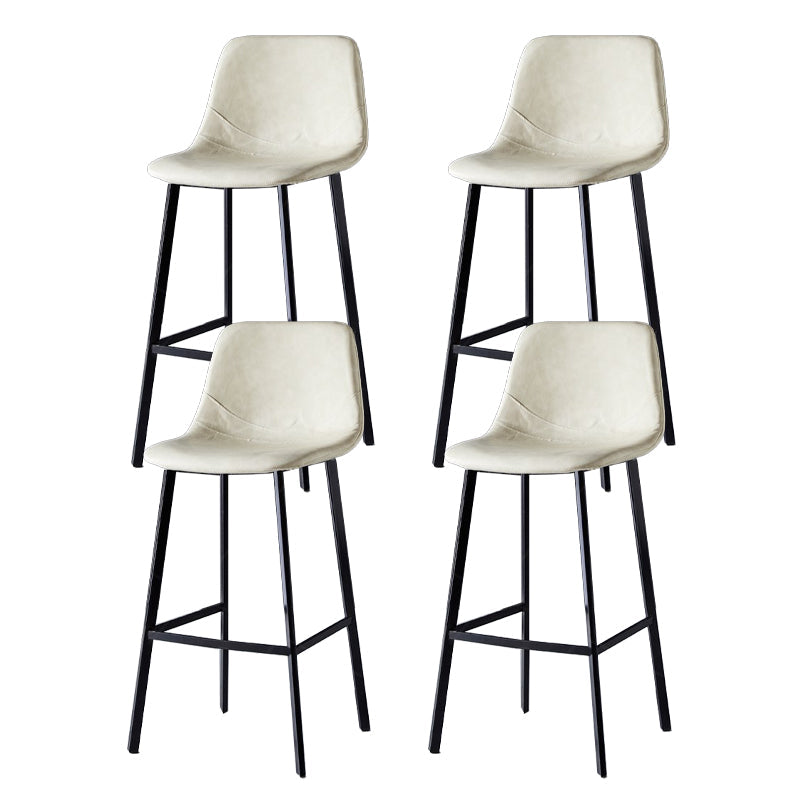 Scandinavian Restaurant Leather Stool Matte Finish Footrest Barstool Off-White 4 Piece Set Bar Stool(30"H) Clearhalo 'Bar Furniture' 'Bar Stools' 'bar_stools' 'furn' 'furn_bar_stools' 'Furniture' 'furniture_bar_stools' 'Kitchen & Dining Furniture' 4758990