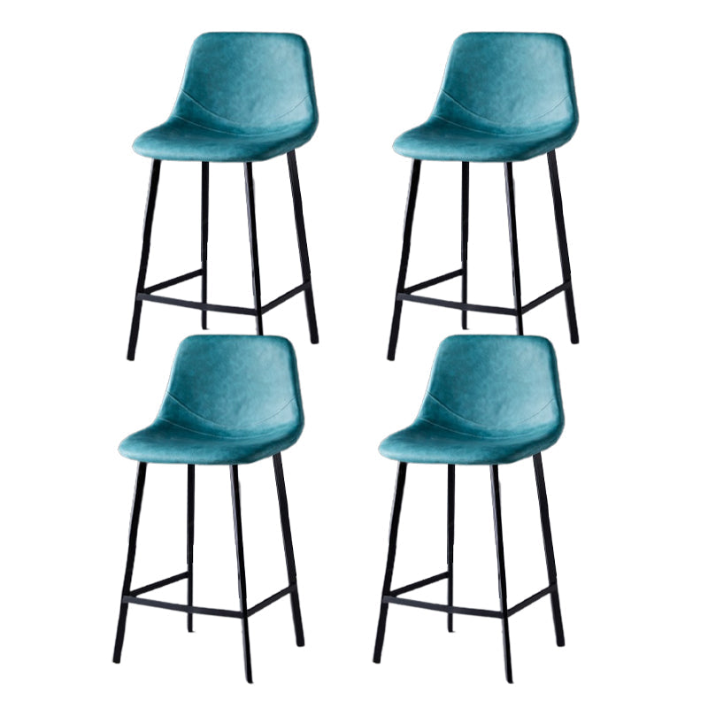 Scandinavian Restaurant Leather Stool Matte Finish Footrest Barstool Lake Blue 4 Piece Set Counter Stool(26"H) Clearhalo 'Bar Furniture' 'Bar Stools' 'bar_stools' 'furn' 'furn_bar_stools' 'Furniture' 'furniture_bar_stools' 'Kitchen & Dining Furniture' 4758992