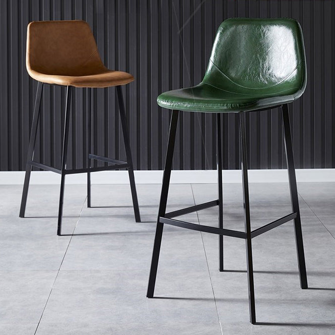 Scandinavian Restaurant Leather Stool Matte Finish Footrest Barstool Clearhalo 'Bar Furniture' 'Bar Stools' 'bar_stools' 'furn' 'furn_bar_stools' 'Furniture' 'furniture_bar_stools' 'Kitchen & Dining Furniture' 4758993