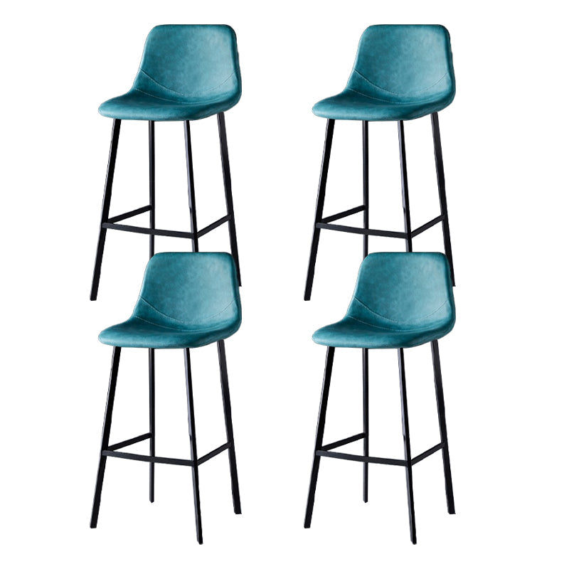 Scandinavian Restaurant Leather Stool Matte Finish Footrest Barstool Lake Blue 4 Piece Set Bar Stool(30"H) Clearhalo 'Bar Furniture' 'Bar Stools' 'bar_stools' 'furn' 'furn_bar_stools' 'Furniture' 'furniture_bar_stools' 'Kitchen & Dining Furniture' 4758994
