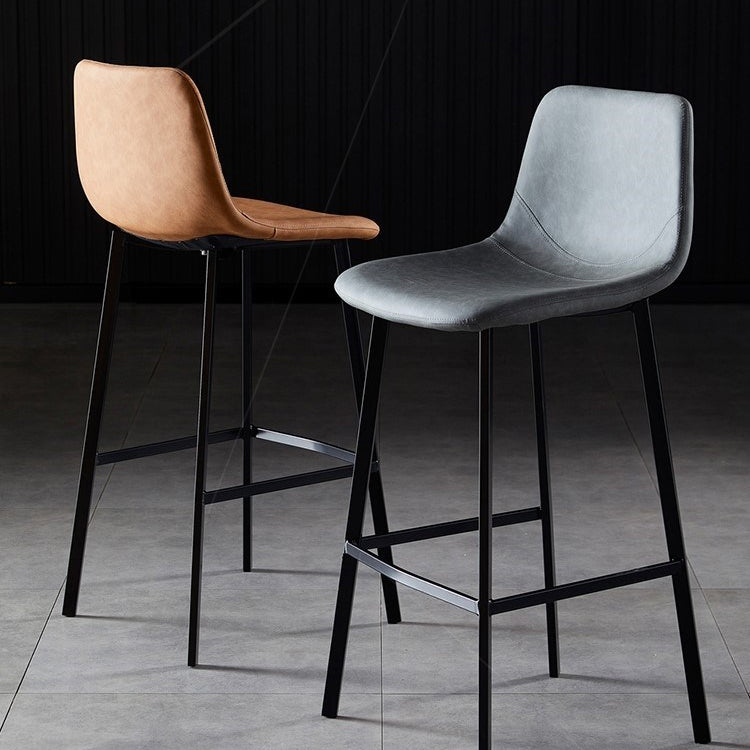 Scandinavian Restaurant Leather Stool Matte Finish Footrest Barstool Clearhalo 'Bar Furniture' 'Bar Stools' 'bar_stools' 'furn' 'furn_bar_stools' 'Furniture' 'furniture_bar_stools' 'Kitchen & Dining Furniture' 4758995