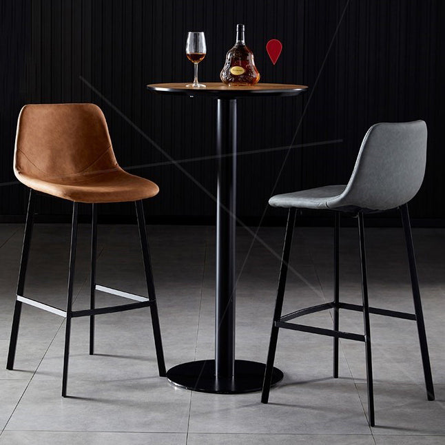 Scandinavian Restaurant Leather Stool Matte Finish Footrest Barstool Clearhalo 'Bar Furniture' 'Bar Stools' 'bar_stools' 'furn' 'furn_bar_stools' 'Furniture' 'furniture_bar_stools' 'Kitchen & Dining Furniture' 4758996