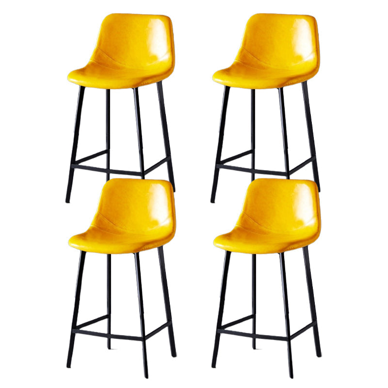 Scandinavian Restaurant Leather Stool Matte Finish Footrest Barstool Yellow 4 Piece Set Counter Stool(26"H) Clearhalo 'Bar Furniture' 'Bar Stools' 'bar_stools' 'furn' 'furn_bar_stools' 'Furniture' 'furniture_bar_stools' 'Kitchen & Dining Furniture' 4758997