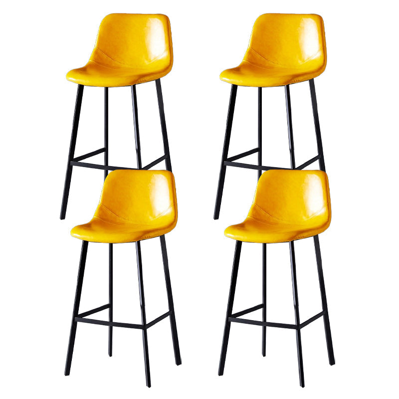 Scandinavian Restaurant Leather Stool Matte Finish Footrest Barstool Yellow 4 Piece Set Bar Stool(30"H) Clearhalo 'Bar Furniture' 'Bar Stools' 'bar_stools' 'furn' 'furn_bar_stools' 'Furniture' 'furniture_bar_stools' 'Kitchen & Dining Furniture' 4758998