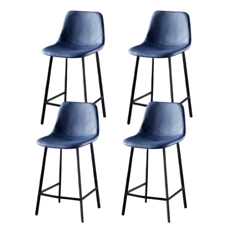 Scandinavian Restaurant Leather Stool Matte Finish Footrest Barstool Dark Blue 4 Piece Set Counter Stool(26"H) Clearhalo 'Bar Furniture' 'Bar Stools' 'bar_stools' 'furn' 'furn_bar_stools' 'Furniture' 'furniture_bar_stools' 'Kitchen & Dining Furniture' 4759001