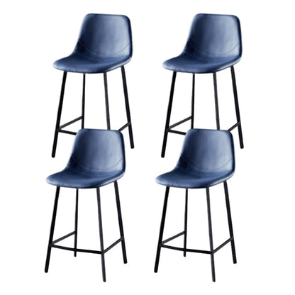 Scandinavian Restaurant Leather Stool Matte Finish Footrest Barstool Dark Blue 4 Piece Set Counter Stool(26"H) Clearhalo 'Bar Furniture' 'Bar Stools' 'bar_stools' 'furn' 'furn_bar_stools' 'Furniture' 'furniture_bar_stools' 'Kitchen & Dining Furniture' 4759001
