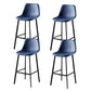 Scandinavian Restaurant Leather Stool Matte Finish Footrest Barstool Dark Blue 4 Piece Set Bar Stool(30"H) Clearhalo 'Bar Furniture' 'Bar Stools' 'bar_stools' 'furn' 'furn_bar_stools' 'Furniture' 'furniture_bar_stools' 'Kitchen & Dining Furniture' 4759002
