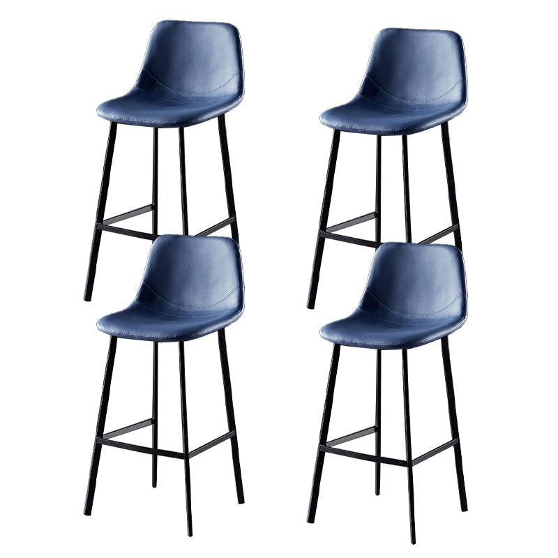 Scandinavian Restaurant Leather Stool Matte Finish Footrest Barstool Dark Blue 4 Piece Set Bar Stool(30"H) Clearhalo 'Bar Furniture' 'Bar Stools' 'bar_stools' 'furn' 'furn_bar_stools' 'Furniture' 'furniture_bar_stools' 'Kitchen & Dining Furniture' 4759002