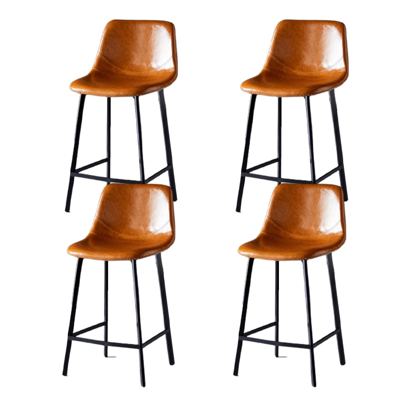 Scandinavian Restaurant Leather Stool Matte Finish Footrest Barstool Light Brown 4 Piece Set Counter Stool(26"H) Clearhalo 'Bar Furniture' 'Bar Stools' 'bar_stools' 'furn' 'furn_bar_stools' 'Furniture' 'furniture_bar_stools' 'Kitchen & Dining Furniture' 4759003
