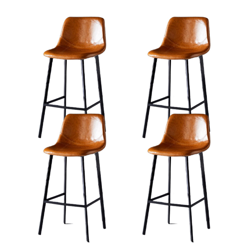 Scandinavian Restaurant Leather Stool Matte Finish Footrest Barstool Light Brown 4 Piece Set Bar Stool(30"H) Clearhalo 'Bar Furniture' 'Bar Stools' 'bar_stools' 'furn' 'furn_bar_stools' 'Furniture' 'furniture_bar_stools' 'Kitchen & Dining Furniture' 4759004