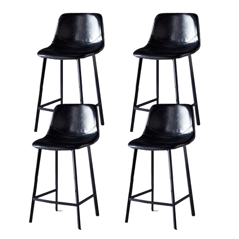 Scandinavian Restaurant Leather Stool Matte Finish Footrest Barstool Matte Black 4 Piece Set Counter Stool(26"H) Clearhalo 'Bar Furniture' 'Bar Stools' 'bar_stools' 'furn' 'furn_bar_stools' 'Furniture' 'furniture_bar_stools' 'Kitchen & Dining Furniture' 4759005