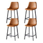 Scandinavian Restaurant Leather Stool Matte Finish Footrest Barstool Brown 4 Piece Set Counter Stool(26"H) Clearhalo 'Bar Furniture' 'Bar Stools' 'bar_stools' 'furn' 'furn_bar_stools' 'Furniture' 'furniture_bar_stools' 'Kitchen & Dining Furniture' 4759007