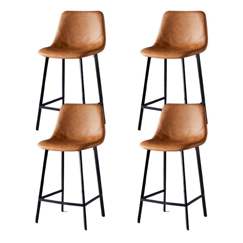 Scandinavian Restaurant Leather Stool Matte Finish Footrest Barstool Brown 4 Piece Set Counter Stool(26"H) Clearhalo 'Bar Furniture' 'Bar Stools' 'bar_stools' 'furn' 'furn_bar_stools' 'Furniture' 'furniture_bar_stools' 'Kitchen & Dining Furniture' 4759007
