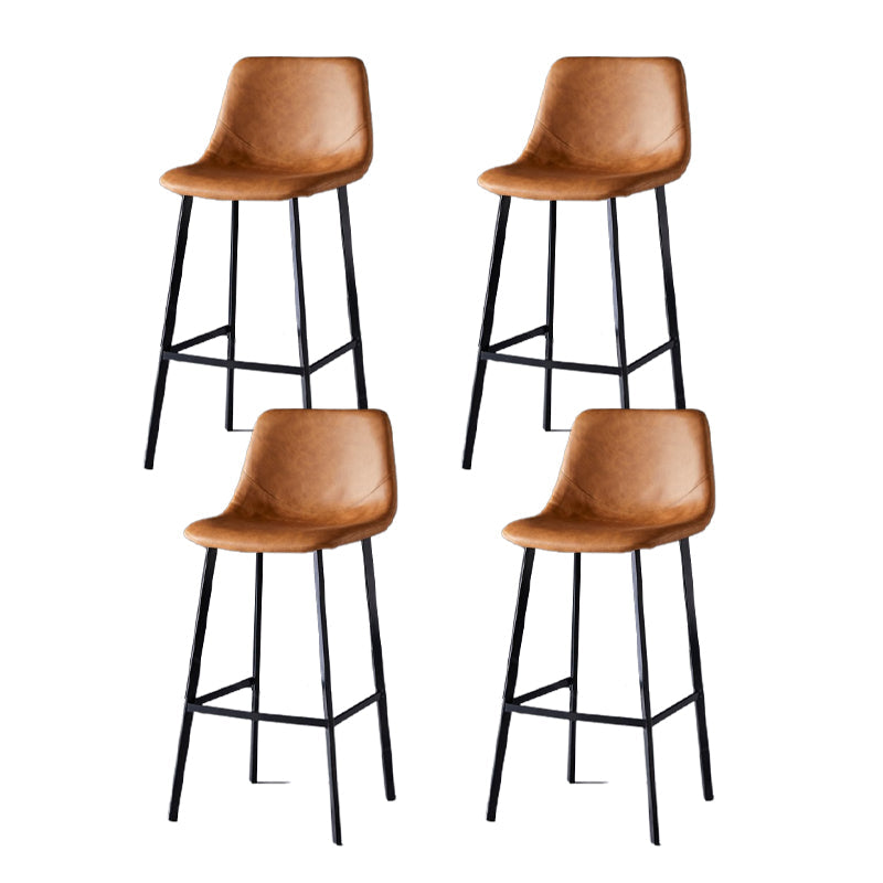 Scandinavian Restaurant Leather Stool Matte Finish Footrest Barstool Brown 4 Piece Set Bar Stool(30"H) Clearhalo 'Bar Furniture' 'Bar Stools' 'bar_stools' 'furn' 'furn_bar_stools' 'Furniture' 'furniture_bar_stools' 'Kitchen & Dining Furniture' 4759008