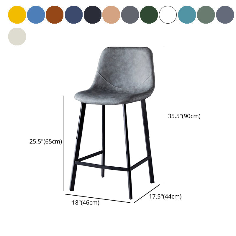 Scandinavian Restaurant Leather Stool Matte Finish Footrest Barstool Clearhalo 'Bar Furniture' 'Bar Stools' 'bar_stools' 'furn' 'furn_bar_stools' 'Furniture' 'furniture_bar_stools' 'Kitchen & Dining Furniture' 4759009