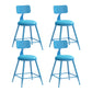 Contemporary Style Low Back Bar-stool Round Counter Bar Stool with Metal Legs Blue 4 Piece Set Short Stool(18"H) Clearhalo 'Bar Furniture' 'Bar Stools' 'bar_stools' 'furn' 'furn_bar_stools' 'Furniture' 'furniture_bar_stools' 'Kitchen & Dining Furniture' 4759036