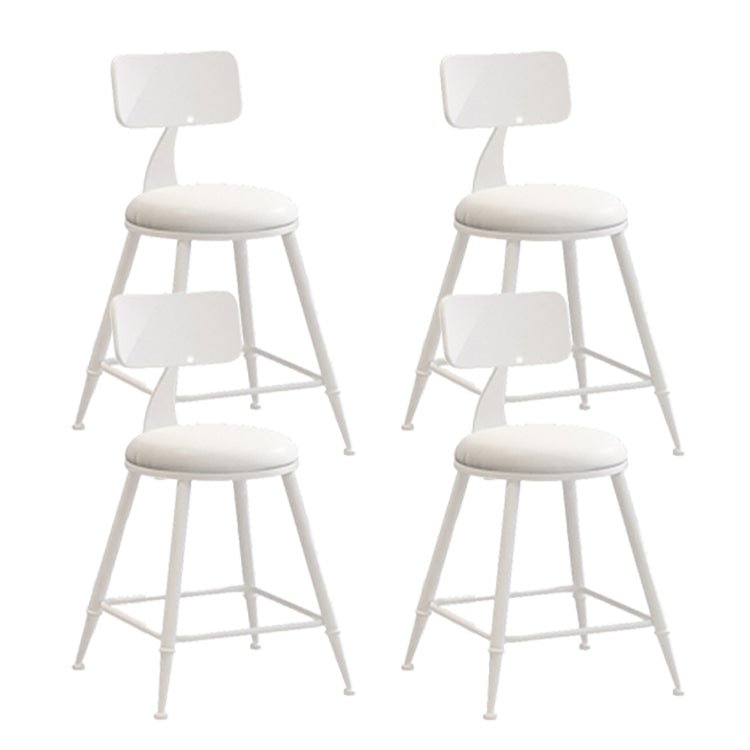 Contemporary Style Low Back Bar-stool Round Counter Bar Stool with Metal Legs White 4 Piece Set Short Stool(18"H) Clearhalo 'Bar Furniture' 'Bar Stools' 'bar_stools' 'furn' 'furn_bar_stools' 'Furniture' 'furniture_bar_stools' 'Kitchen & Dining Furniture' 4759038