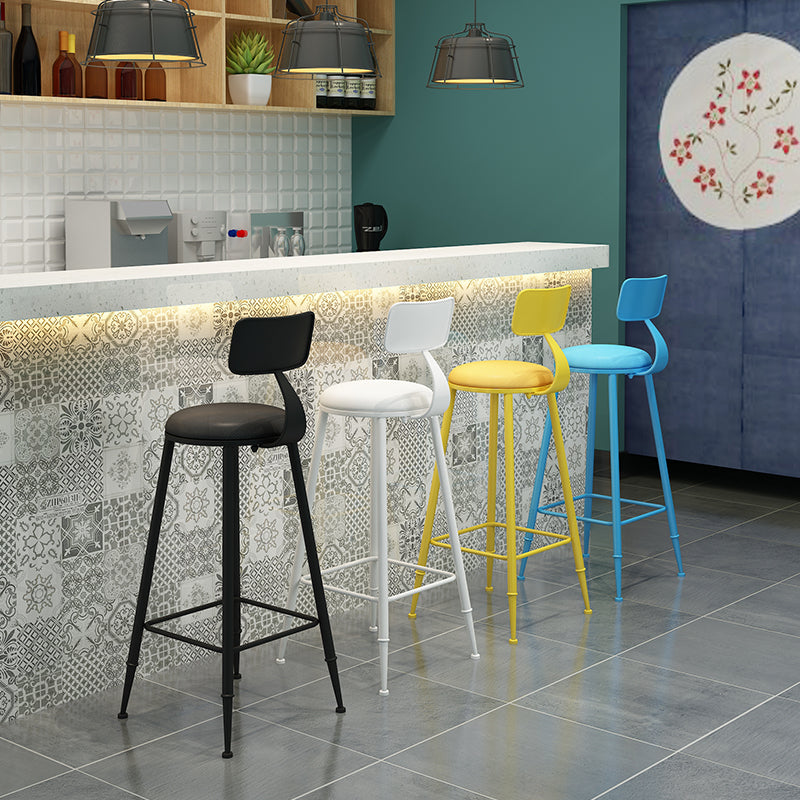 Contemporary Style Low Back Bar-stool Round Counter Bar Stool with Metal Legs Clearhalo 'Bar Furniture' 'Bar Stools' 'bar_stools' 'furn' 'furn_bar_stools' 'Furniture' 'furniture_bar_stools' 'Kitchen & Dining Furniture' 4759039