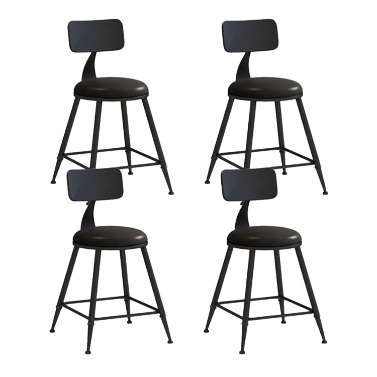 Contemporary Style Low Back Bar-stool Round Counter Bar Stool with Metal Legs Black 4 Piece Set Short Stool(18"H) Clearhalo 'Bar Furniture' 'Bar Stools' 'bar_stools' 'furn' 'furn_bar_stools' 'Furniture' 'furniture_bar_stools' 'Kitchen & Dining Furniture' 4759040