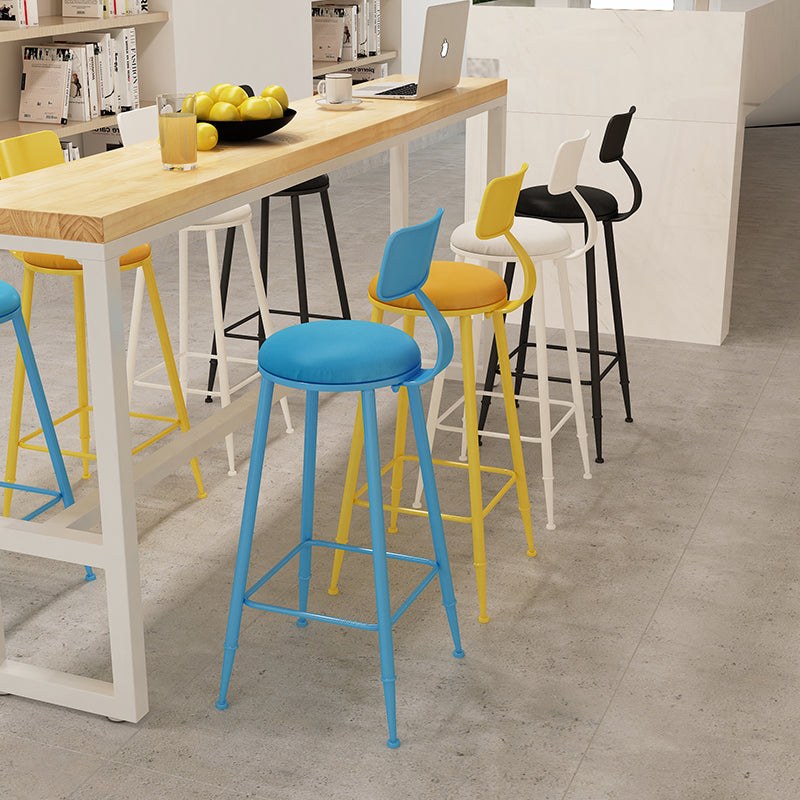Contemporary Style Low Back Bar-stool Round Counter Bar Stool with Metal Legs Clearhalo 'Bar Furniture' 'Bar Stools' 'bar_stools' 'furn' 'furn_bar_stools' 'Furniture' 'furniture_bar_stools' 'Kitchen & Dining Furniture' 4759041